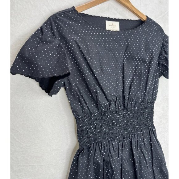 Kate Spade New York Black Pin Dot Scallop Poplin Dress Size Small NWT - Picture 13 of 16